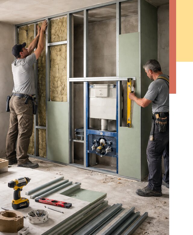 Установка сантехнических перегородок в Баксане от 8587 руб. | ОТДЕЛОЧНИК-Бкс