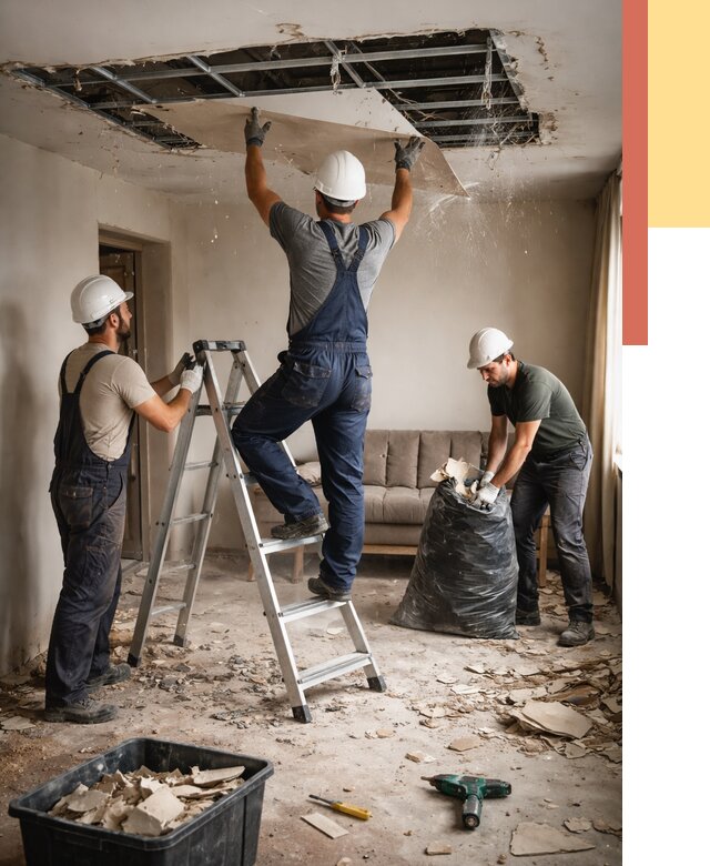 Демонтаж гипсокартонного потолка в Баксане от 424 руб. за м2 — ОТДЕЛОЧНИК-Бкс