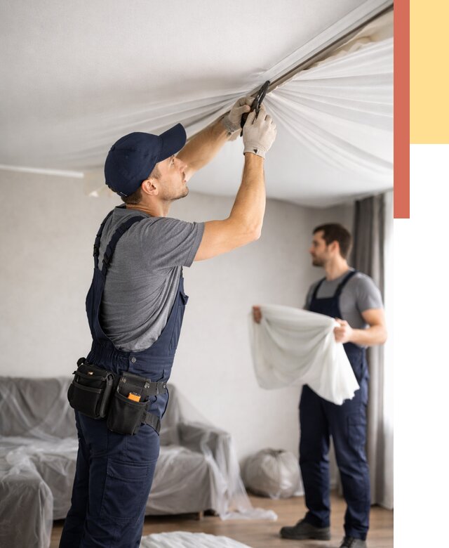 Демонтаж натяжного потолка в Баксане от 4546 руб. — снятие и разбор под ключ | ОТДЕЛОЧНИК-Бкс