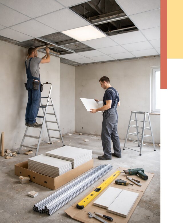 Монтаж потолка армстронг в Баксане от 4546 руб/м2 — быстрая установка под ключ | ОТДЕЛОЧНИК-Бкс