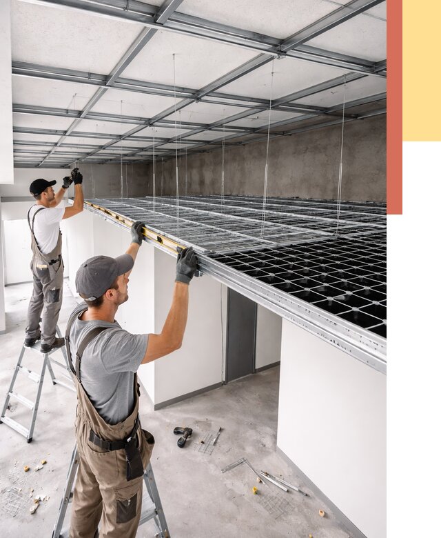 Монтаж потолка грильято в Баксане от 455 руб./м² — быстрая сборка под ключ | ОТДЕЛОЧНИК-Бкс