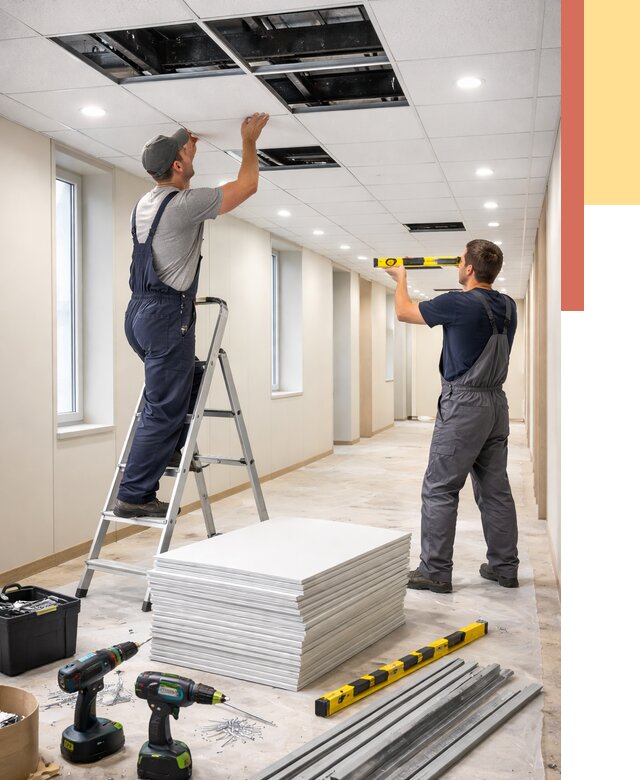 Ремонт потолка Армстронг в Баксане от 4546 руб. — быстро и недорого | ОТДЕЛОЧНИК-Бкс