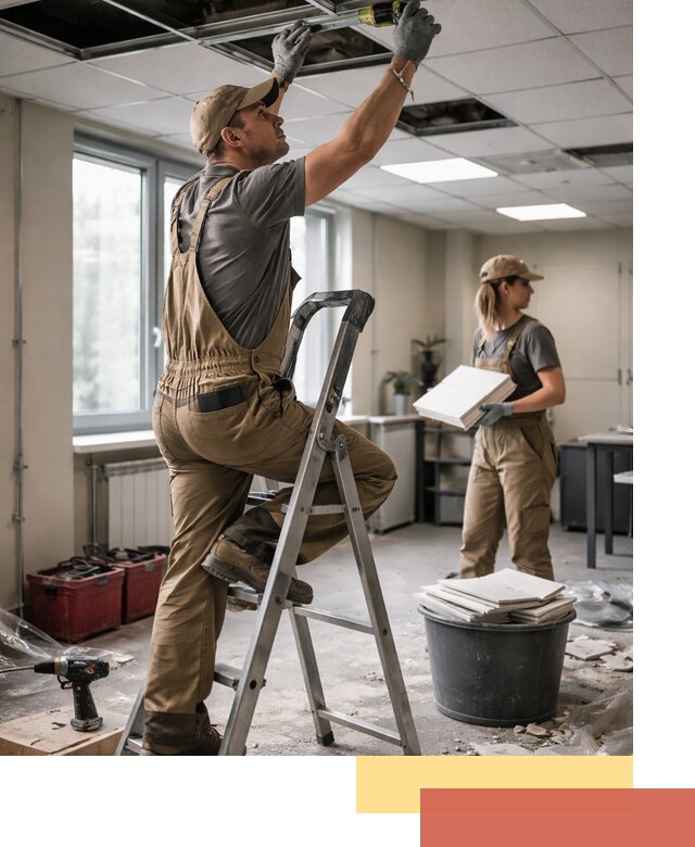 Ремонт потолка Армстронг и замена плит в Баксане