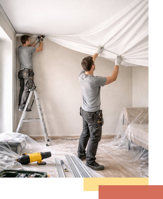 Монтаж тканевого натяжного потолка в Баксане недорого и быстро