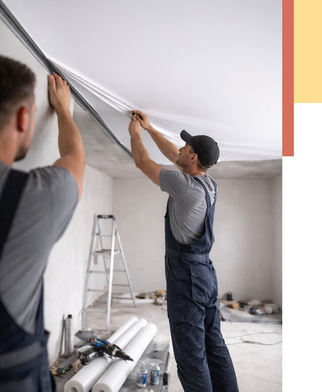 Монтаж матового натяжного потолка в Баксане от 4546 руб./м² — быстро и недорого | ОТДЕЛОЧНИК-Бкс