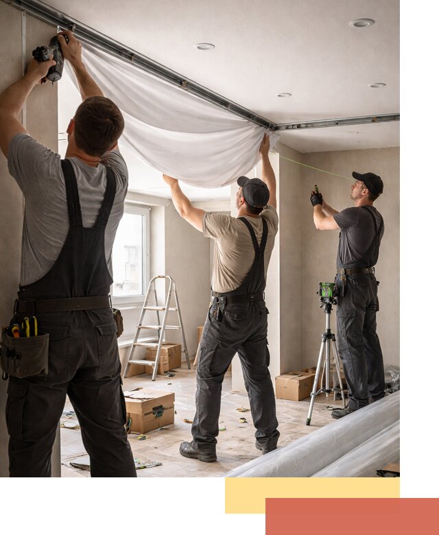 Монтаж парящего натяжного потолка под ключ в Баксане