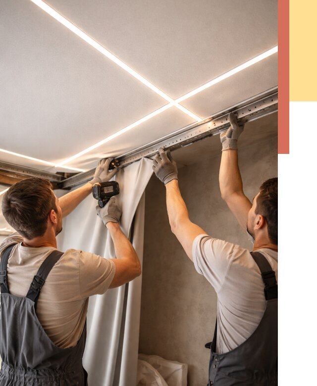 Монтаж натяжного потолка со световыми линиями в Баксане от 1212 руб. | ОТДЕЛОЧНИК-Бкс