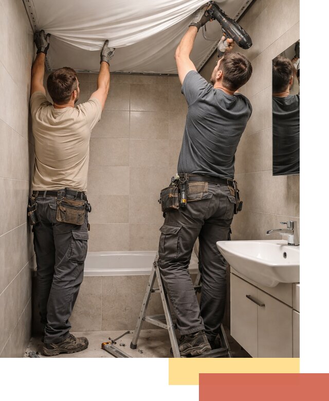 Монтаж натяжного потолка в ванной в Баксане быстро и качественно