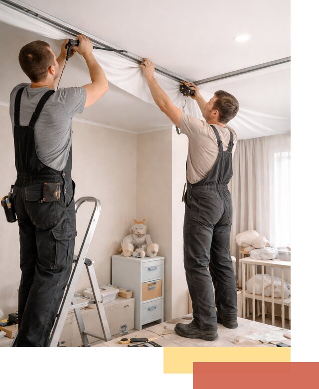 Монтаж натяжного потолка в детской комнате в Баксане