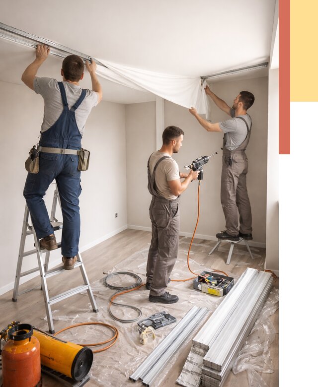 Монтаж натяжного потолка в студии в Баксане от 5556 руб. — быстро и недорого | ОТДЕЛОЧНИК-Бкс