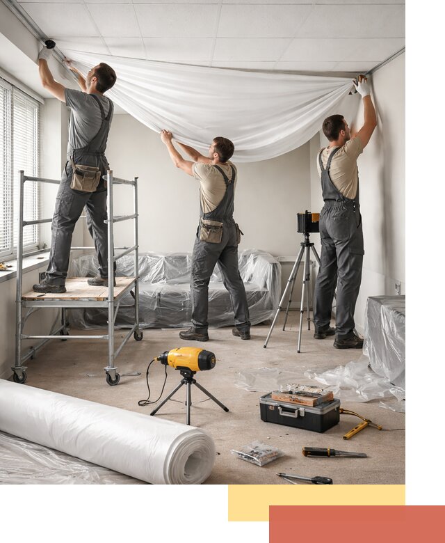 Монтаж натяжного потолка в офисе в Баксане