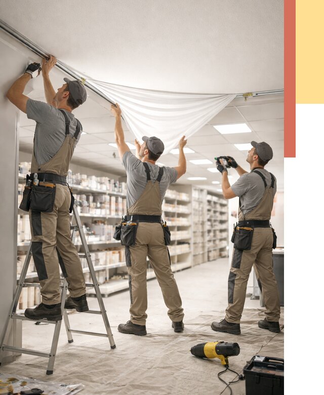 Монтаж натяжного потолка в магазине в Баксане от 4546 руб. быстро и недорого | ОТДЕЛОЧНИК-Бкс