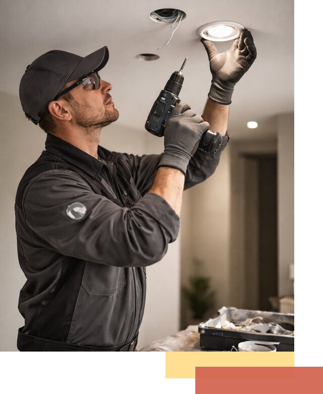 Установка точечных светильников в натяжной потолок в Баксане