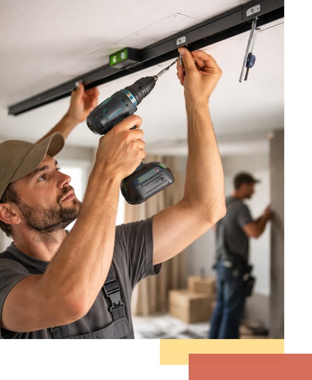 Установка трековых светильников в натяжной потолок в Баксане