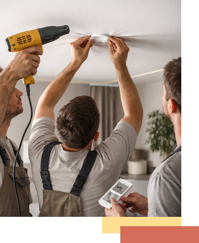 Ремонт прокола полотна натяжного потолка в Баксане