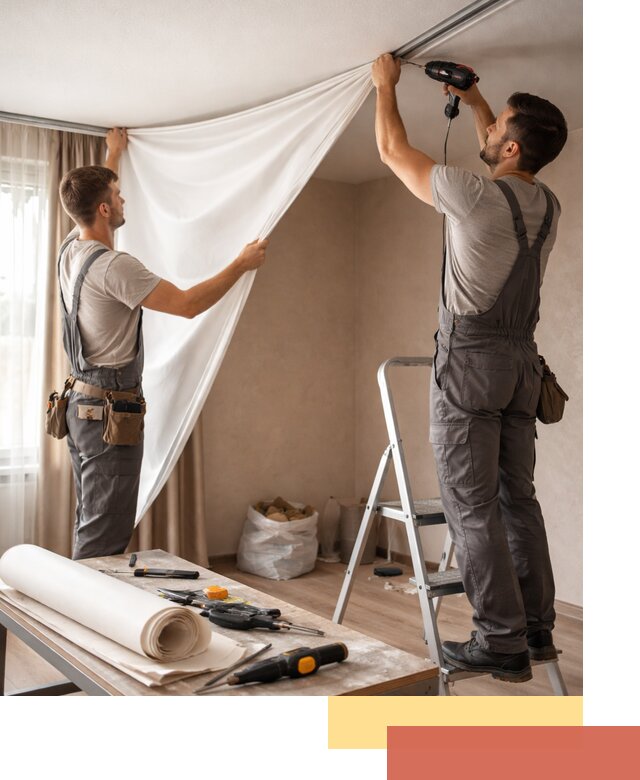 Замена полотна натяжного потолка в Баксане быстро и качественно