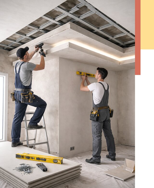 Двухуровневый потолок из гипсокартона в Баксане от 1465 руб. под ключ | ОТДЕЛОЧНИК-Бкс