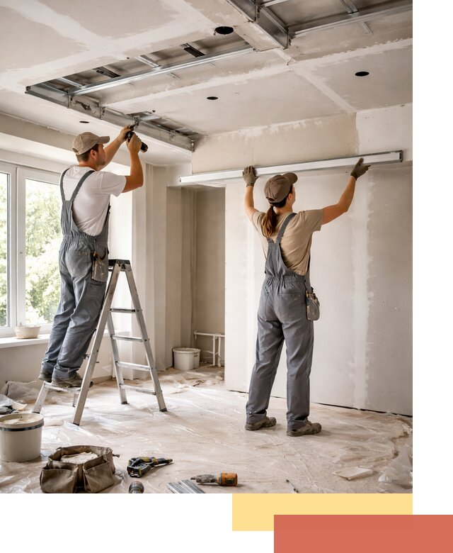 Монтаж многоуровневого потолка из гипсокартона в Баксане