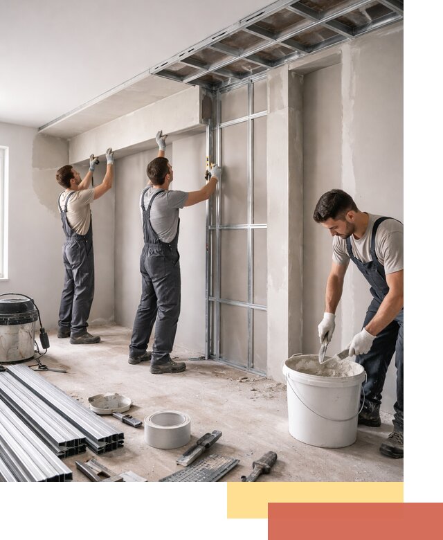 Монтаж потолка из гипсокартона с нишей в Баксане