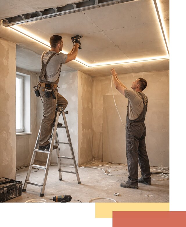 Потолок из гипсокартона с подсветкой в Баксане