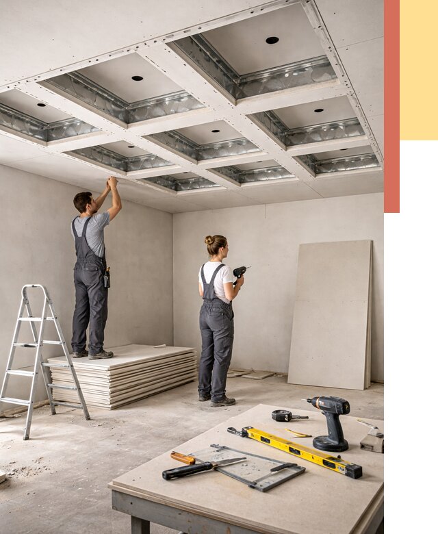 Кессонный потолок из гипсокартона в Баксане от 1869 руб. — монтаж и под ключ | ОТДЕЛОЧНИК-Бкс