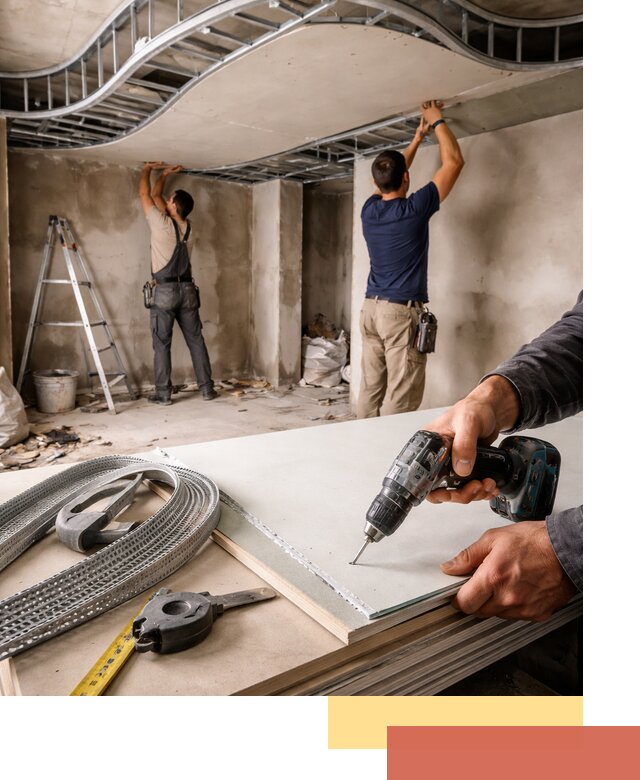 Криволинейный потолок из гипсокартона в Баксане — монтаж и отделка