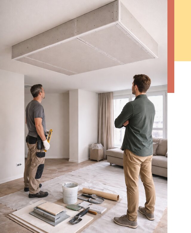 Короб на потолке из гипсокартона в Баксане от 2222 руб. — монтаж и услуги под ключ | ОТДЕЛОЧНИК-Бкс