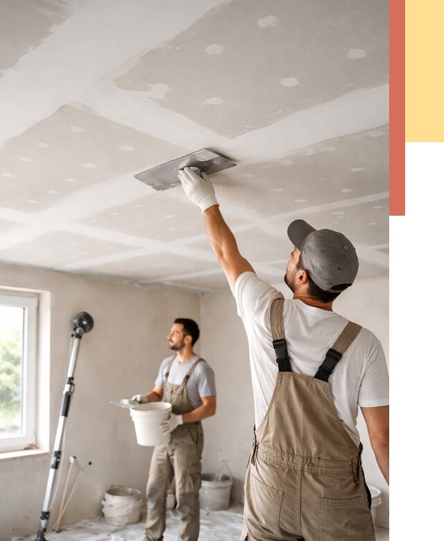 Шпаклевка потолка из гипсокартона в Баксане от 3233 руб./м2 — услуги под ключ | ОТДЕЛОЧНИК-Бкс