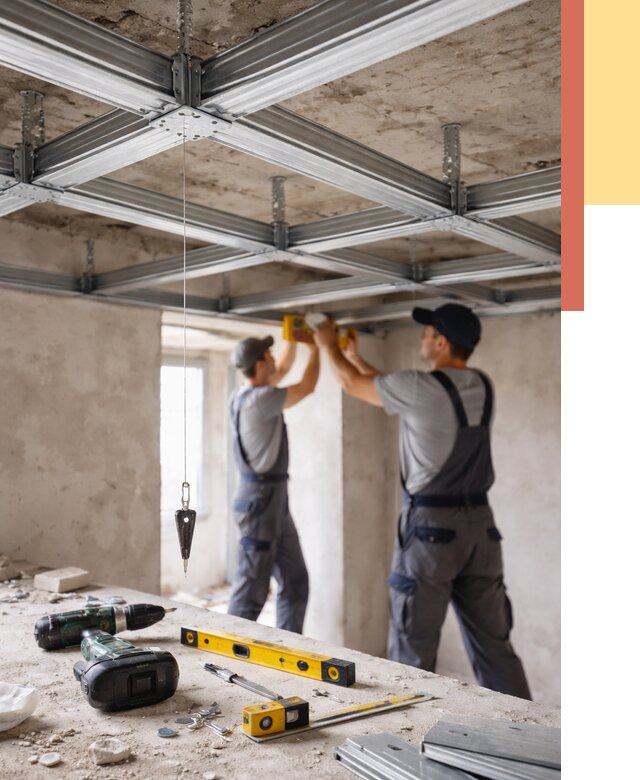 Монтаж каркаса потолка из профиля в Баксане от 4546 руб. — услуги ОТДЕЛОЧНИК-Бкс