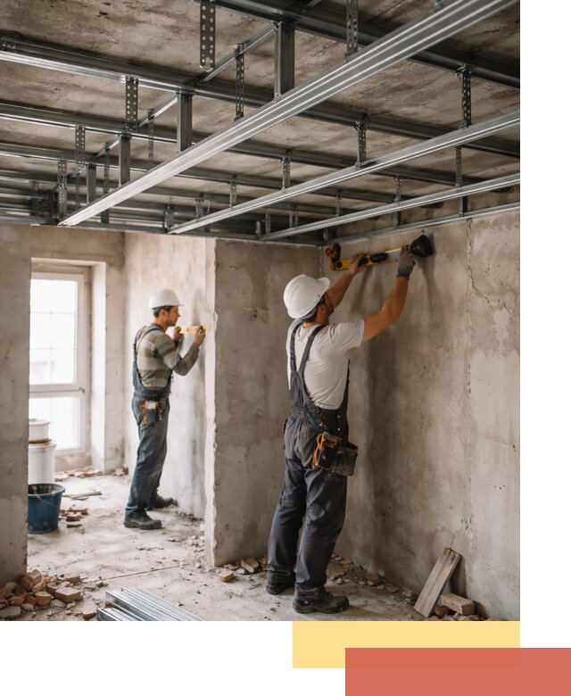 Монтаж каркаса потолка из профильного профиля в Баксане