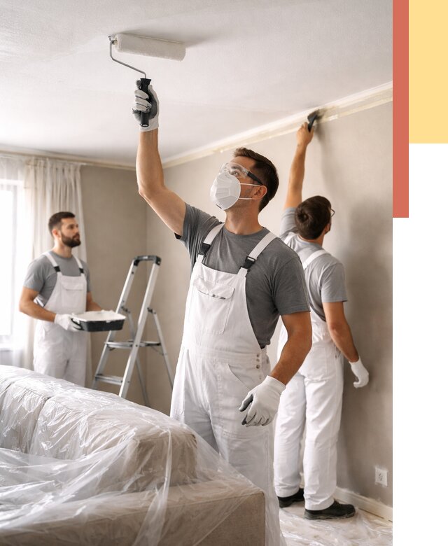 Покраска потолка водоэмельсионной краской в Баксане от 2222 руб/м² — услуги под ключ | ОТДЕЛОЧНИК-Бкс