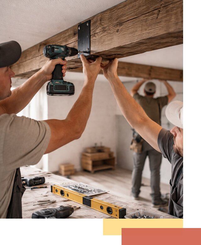 Монтаж декоративных потолочных балок в Баксане